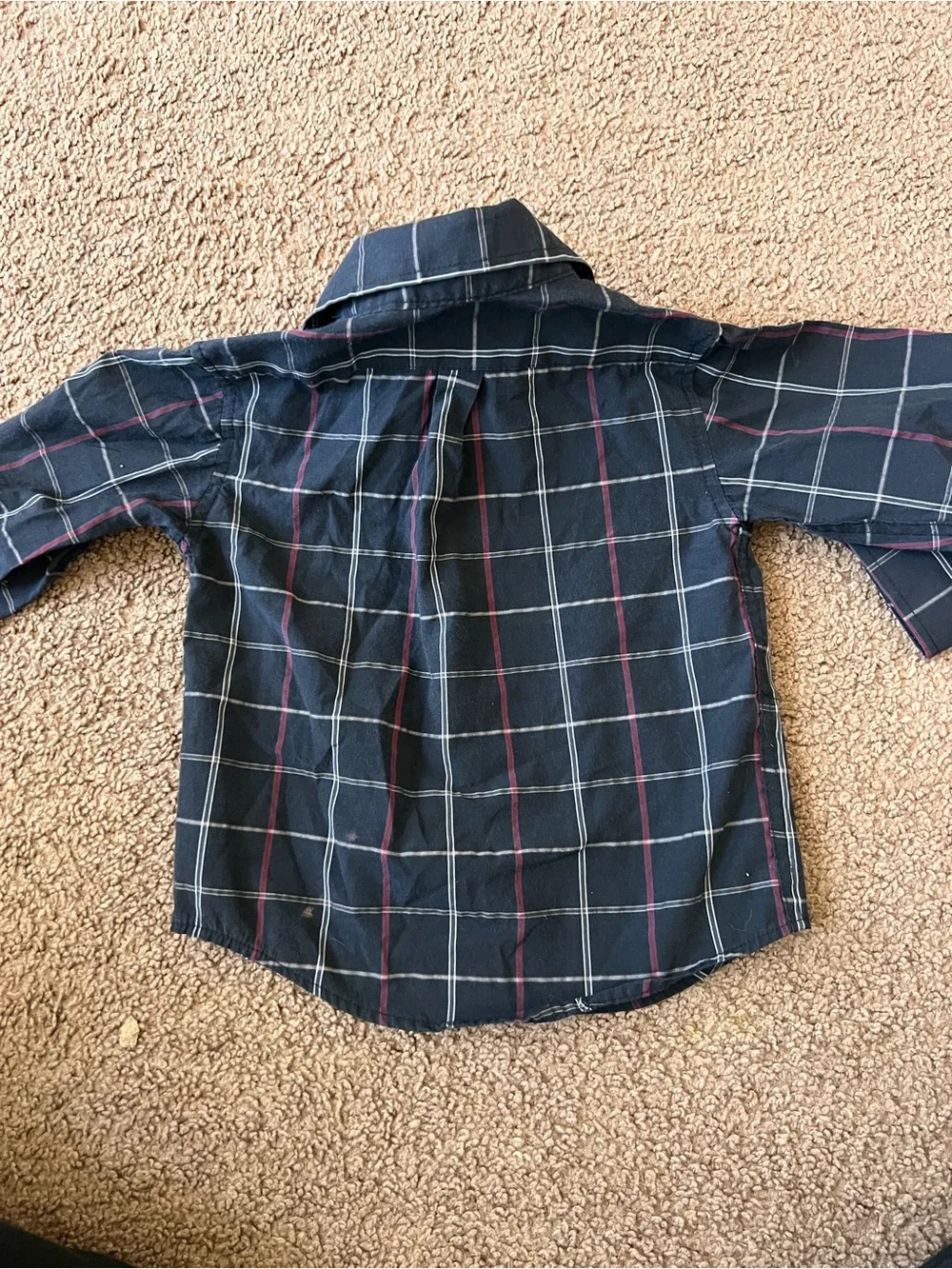 Vittorio Navy Plaid Button-Down Shirt with Red and White Accents